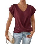 Damen Bluse Kurzarm – V-Ausschnitt Locker & Elegant