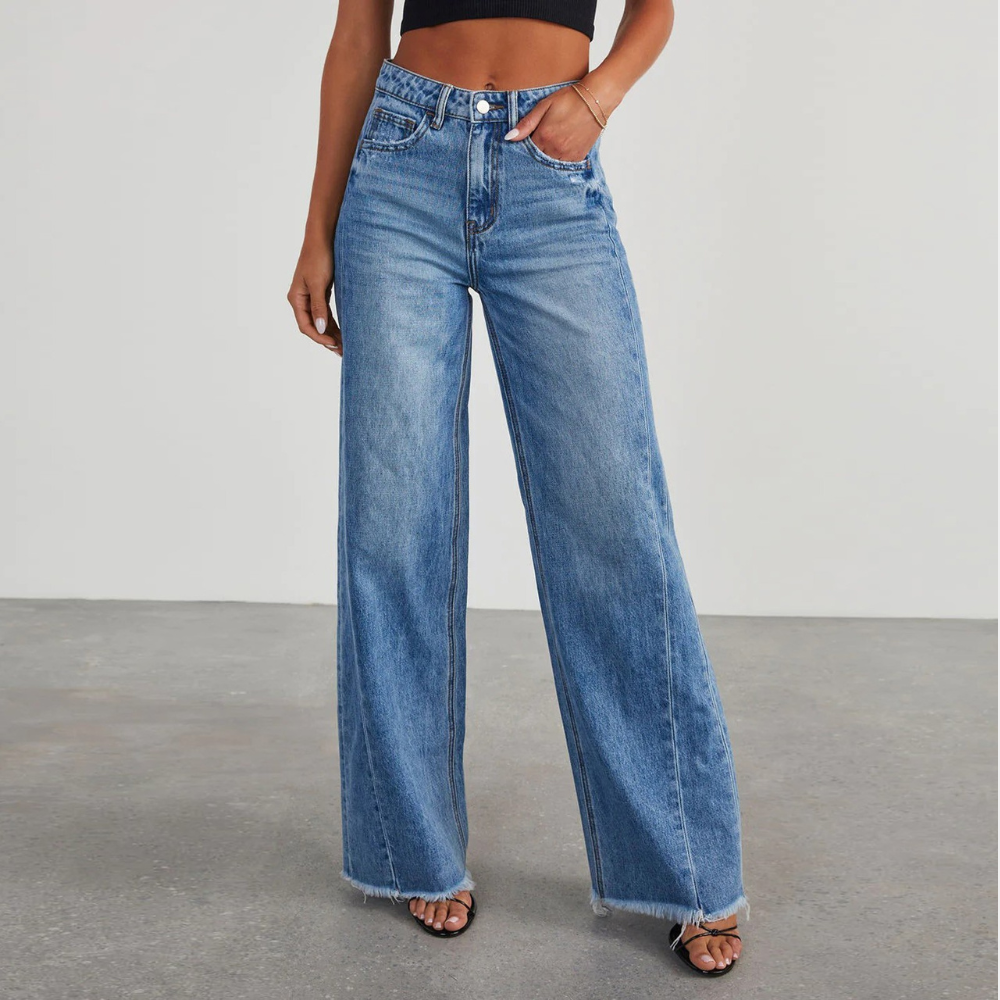 Pauline Vintage Wash Wide-Leg Straight Jeans