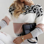 Viola Color-Block Leopard Knit Sweater