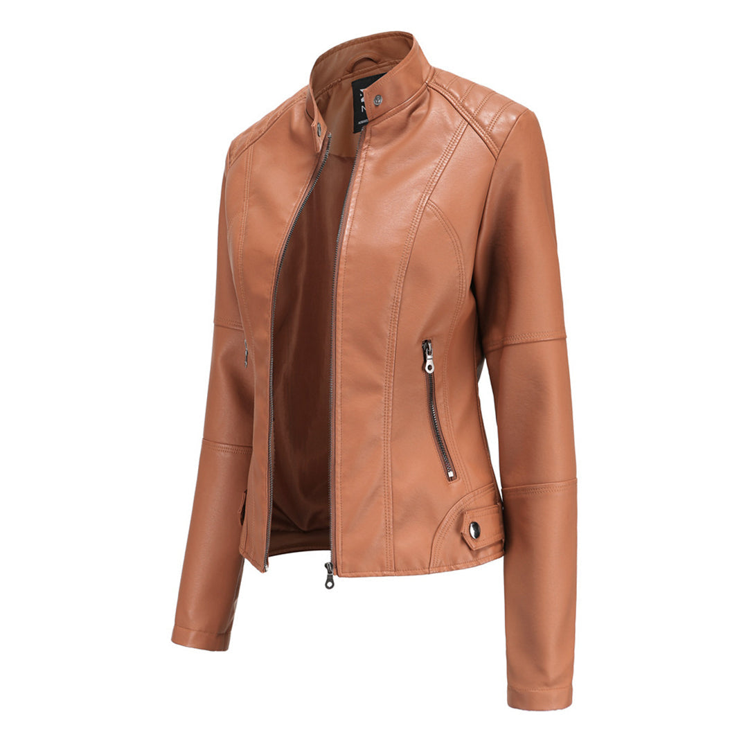 Kirsten Faux Leather Zip Biker Jacket