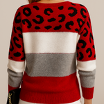 Viola Color-Block Leopard Knit Sweater