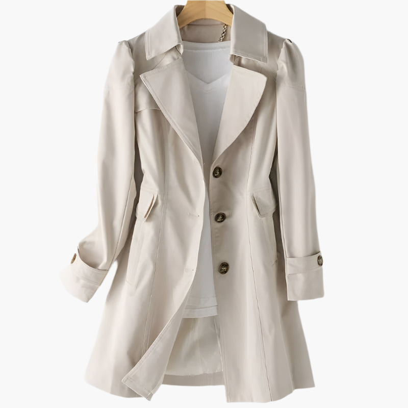 Gabriela Classic Long Button-Front Trench Coat