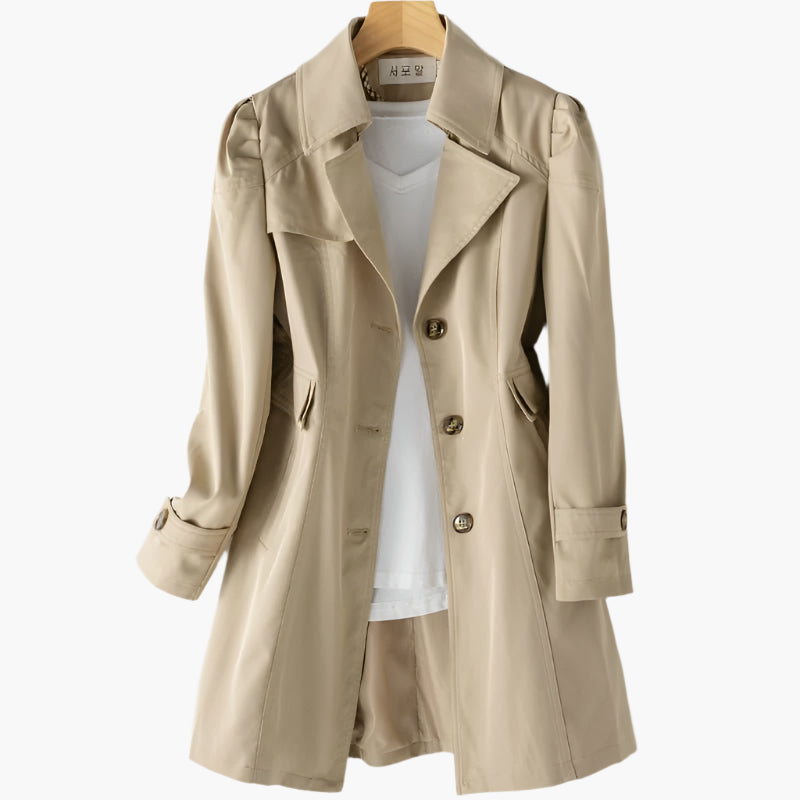 Gabriela Classic Long Button-Front Trench Coat