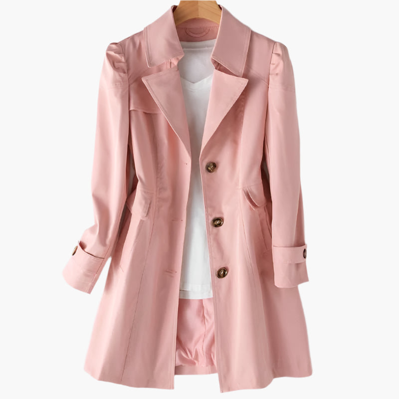 Gabriela Classic Long Button-Front Trench Coat