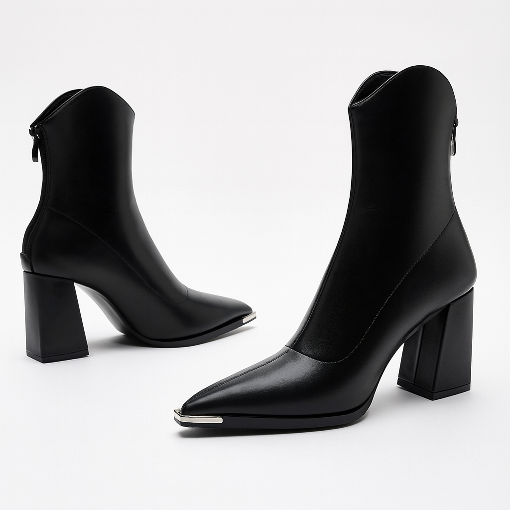 Angela Pointed Toe Heeled Ankle Boots