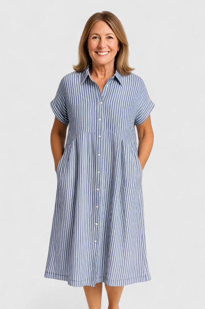 Maja Relaxed Striped Shirt Midi Dress