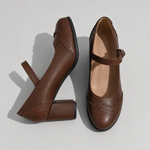 Kristenyah | Brogue Block Heel Mary Jane Shoes