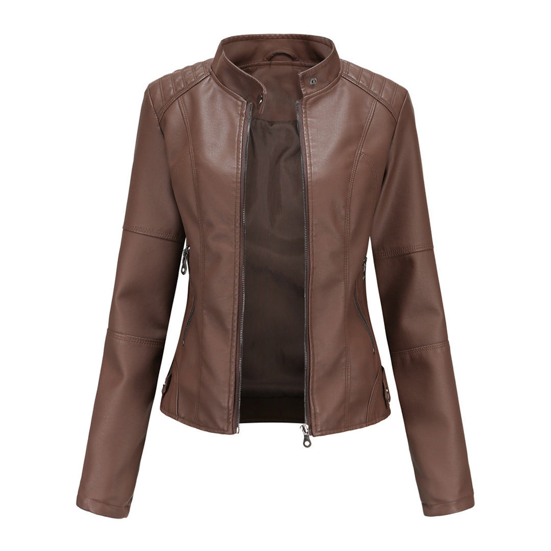 Kirsten Faux Leather Zip Biker Jacket