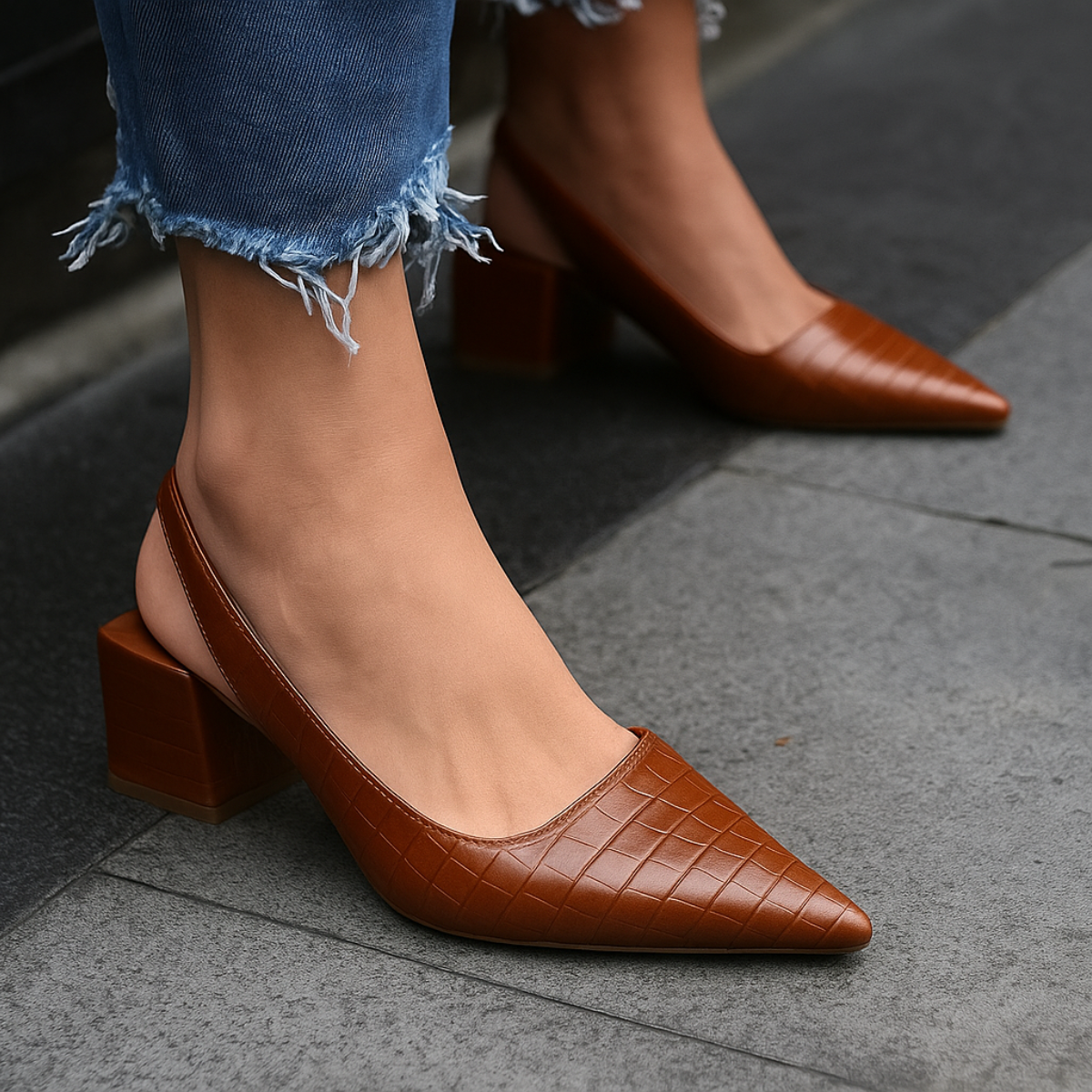 Bettina Pointed-Toe Block Heel Shoes