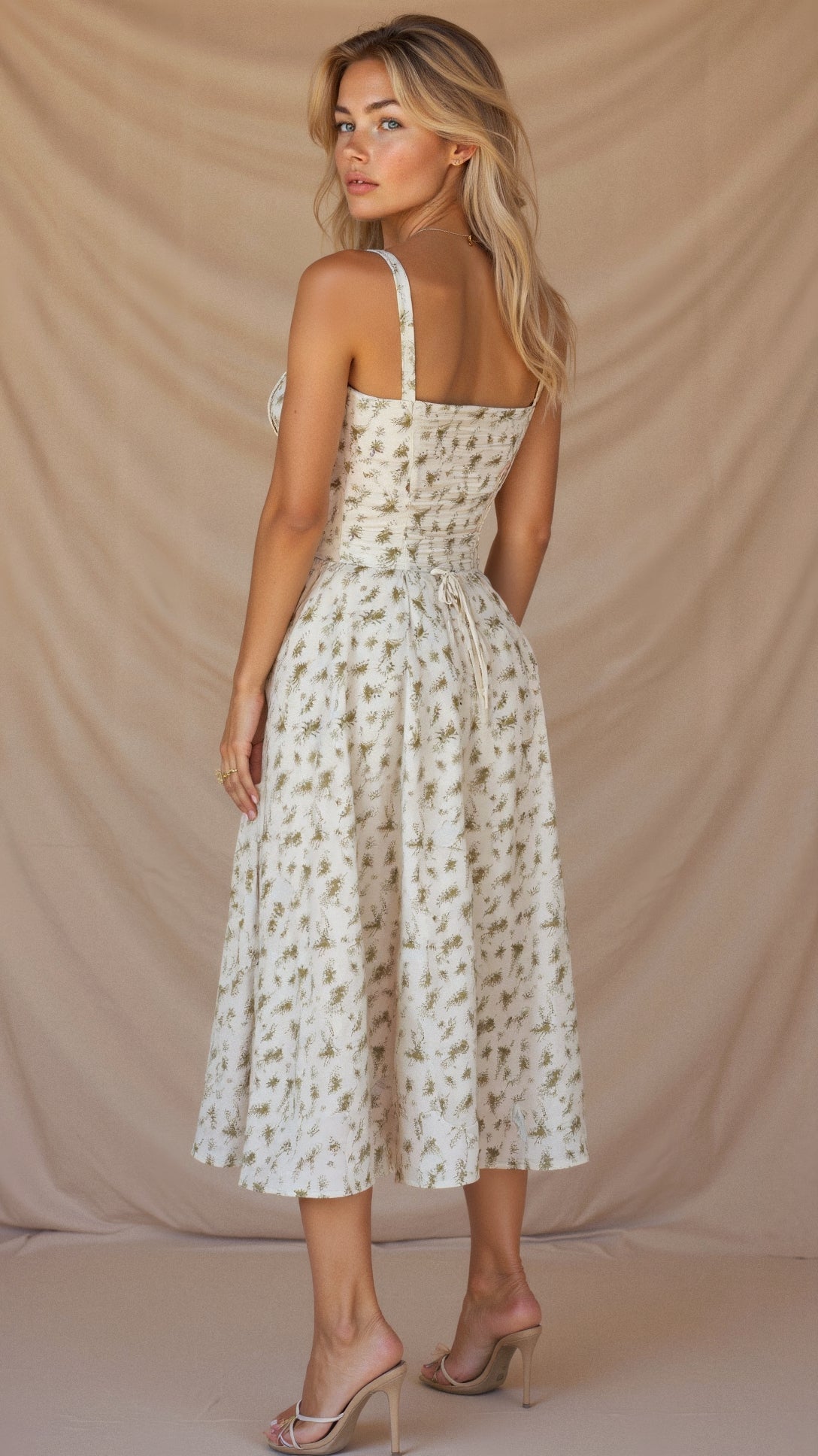 Lydia Corset Midi Dress with Flowing Skirt