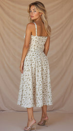 Lydia Corset Midi Dress with Flowing Skirt
