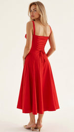 Lydia Corset Midi Dress with Flowing Skirt