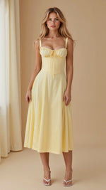 Lydia Corset Midi Dress with Flowing Skirt
