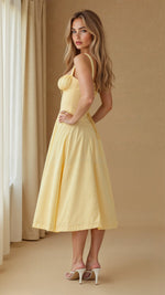 Lydia Corset Midi Dress with Flowing Skirt