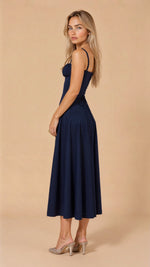 Lydia Corset Midi Dress with Flowing Skirt