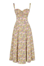 Lydia Corset Midi Dress with Flowing Skirt