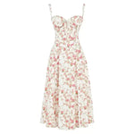 Lydia Corset Midi Dress with Flowing Skirt
