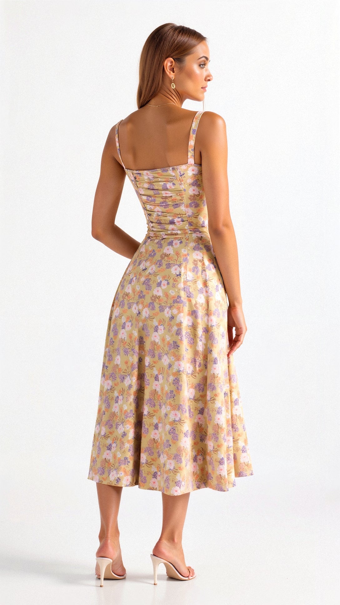 Lydia Corset Midi Dress with Flowing Skirt