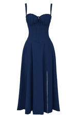 Lydia Corset Midi Dress with Flowing Skirt
