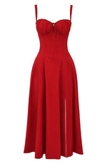 Lydia Corset Midi Dress with Flowing Skirt