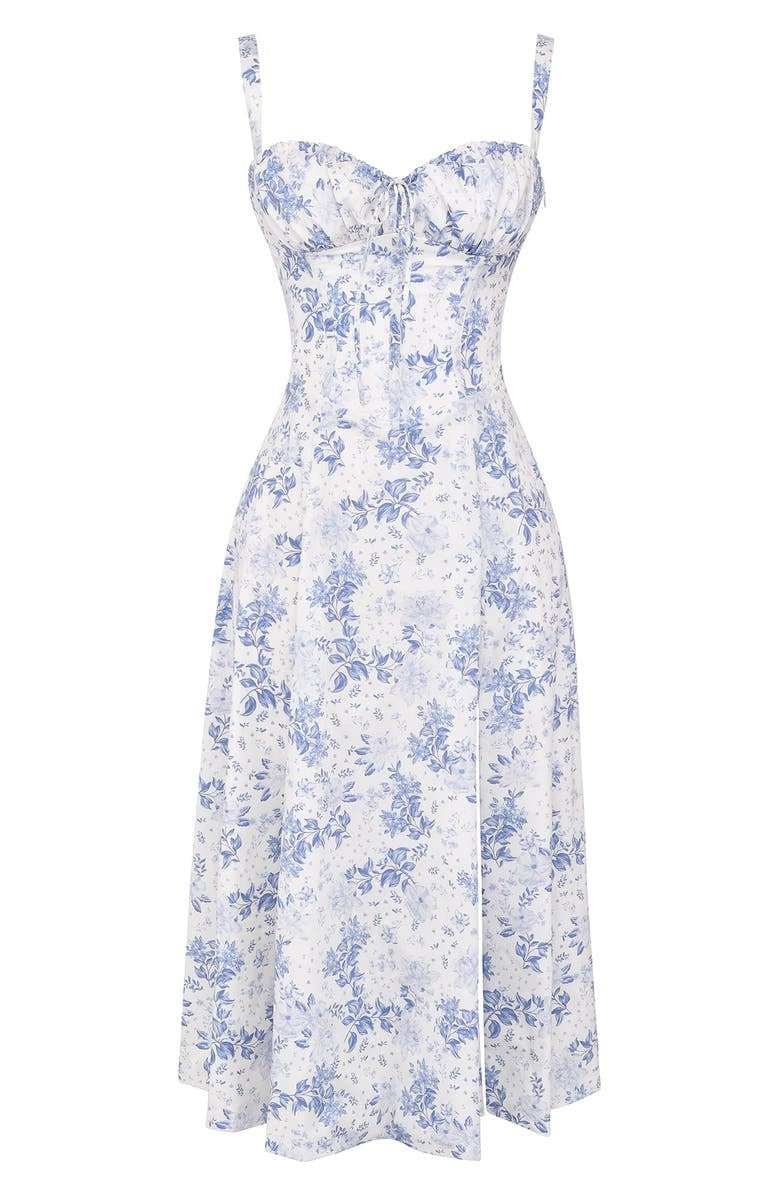 Lydia Corset Midi Dress with Flowing Skirt