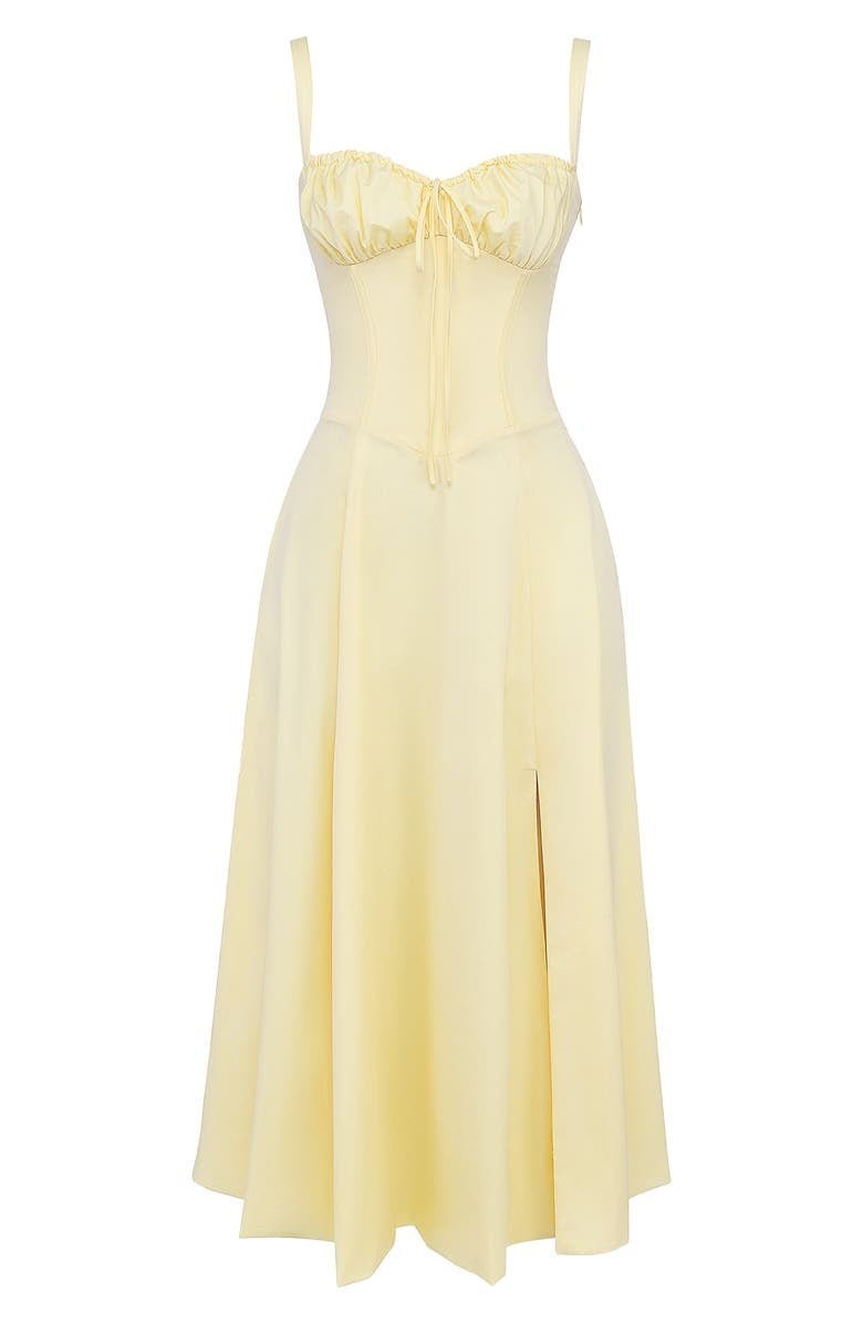 Lydia Corset Midi Dress with Flowing Skirt