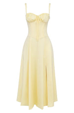 Lydia Corset Midi Dress with Flowing Skirt