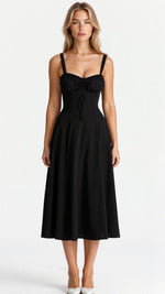 Lydia Corset Midi Dress with Flowing Skirt
