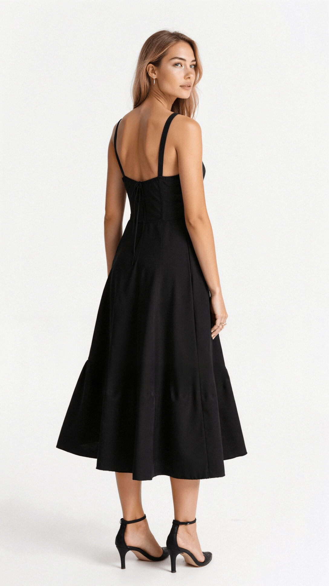 Lydia Corset Midi Dress with Flowing Skirt
