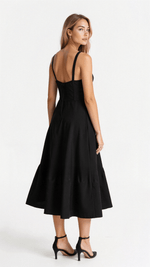 Lydia Corset Midi Dress with Flowing Skirt