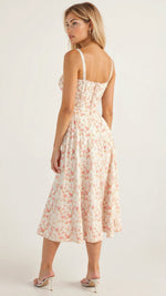 Lydia Corset Midi Dress with Flowing Skirt