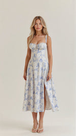 Lydia Corset Midi Dress with Flowing Skirt