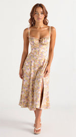 Lydia Corset Midi Dress with Flowing Skirt