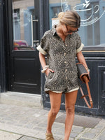 Emma Leopard Print Casual Shirt Romper