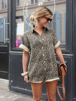 Emma Leopard Print Casual Shirt Romper