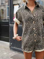 Emma Leopard Print Casual Shirt Romper