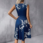 Ursula Sleeveless Pleated Floral V-Neck Dress