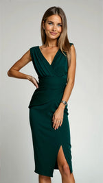Doris Elegant Slit Evening Midi Dress