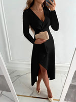 Renate Midi Sheath Dress with V-Neck and Slit