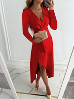 Renate Midi Sheath Dress with V-Neck and Slit