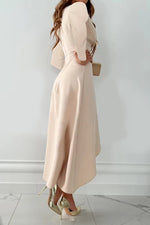 Renate Midi Sheath Dress with V-Neck and Slit