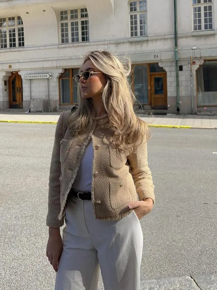 Yvonne Button Front Tweed Jacket