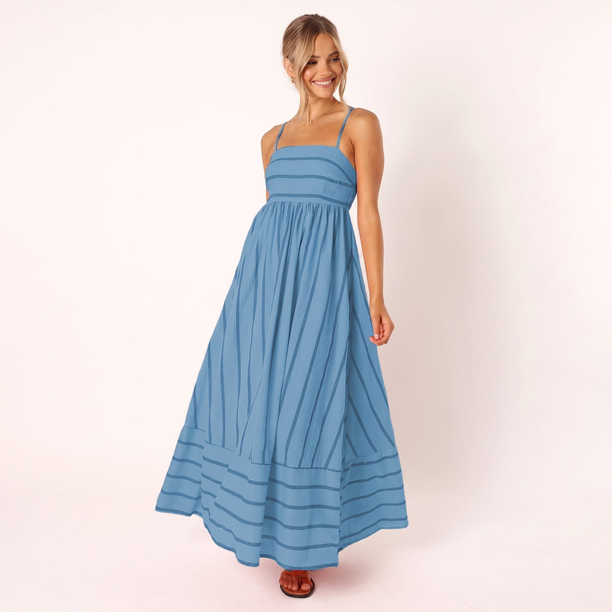 Luisa Striped Maxi Dress with Tie Straps