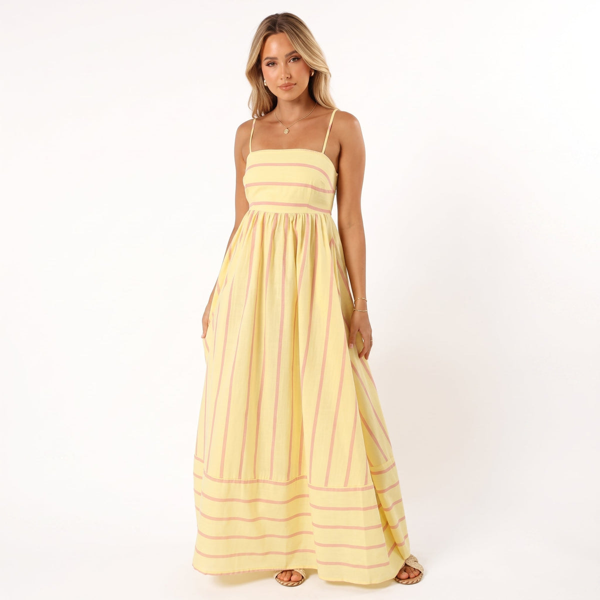 Luisa Striped Maxi Dress with Tie Straps