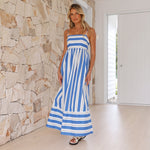 Luisa Striped Maxi Dress with Tie Straps