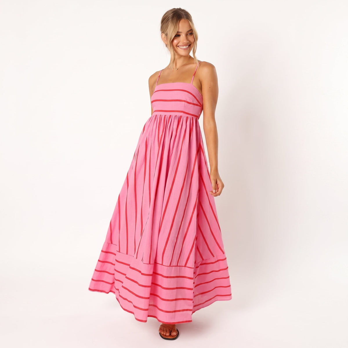 Luisa Striped Maxi Dress with Tie Straps