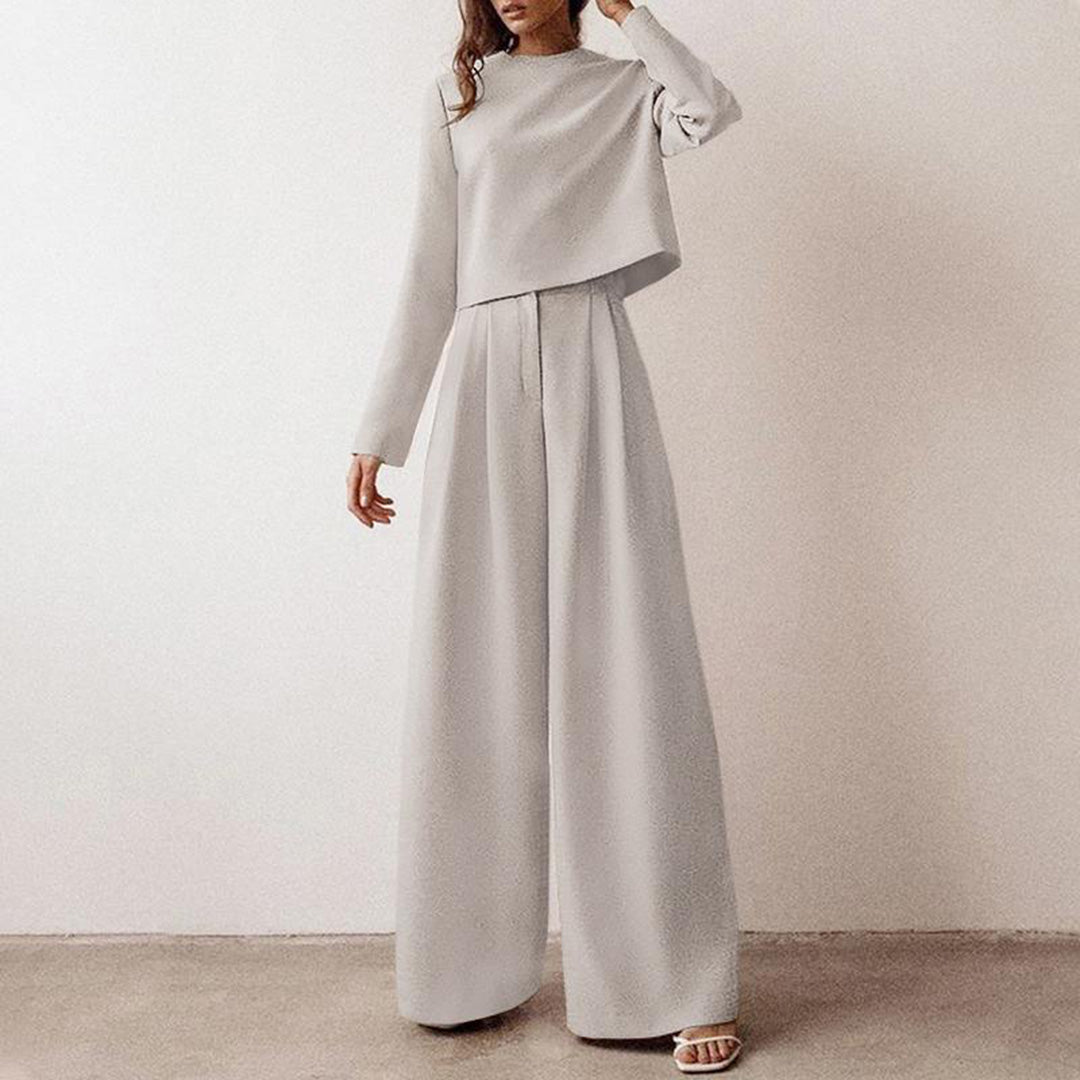 Anja Long-Sleeve Crop Top Trouser Set