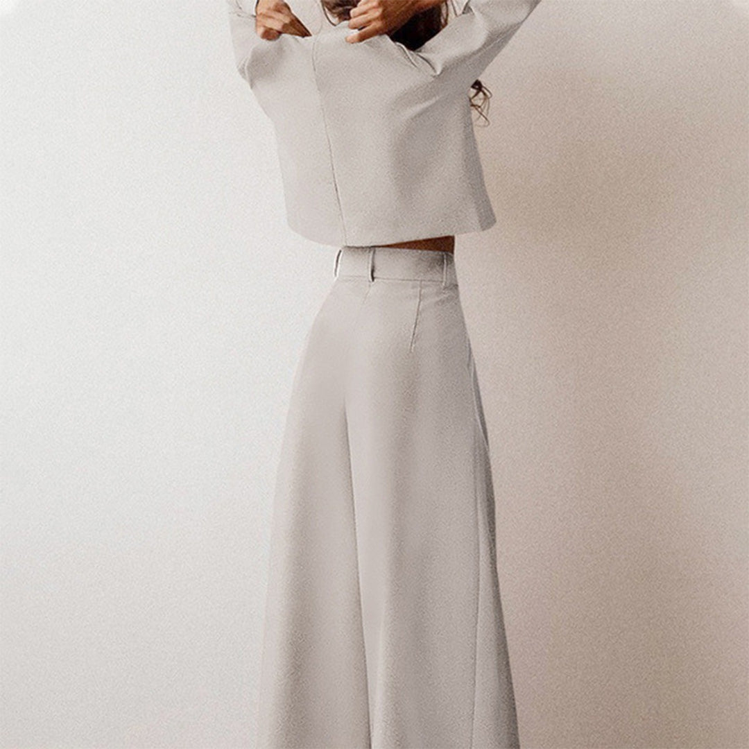 Anja Long-Sleeve Crop Top Trouser Set