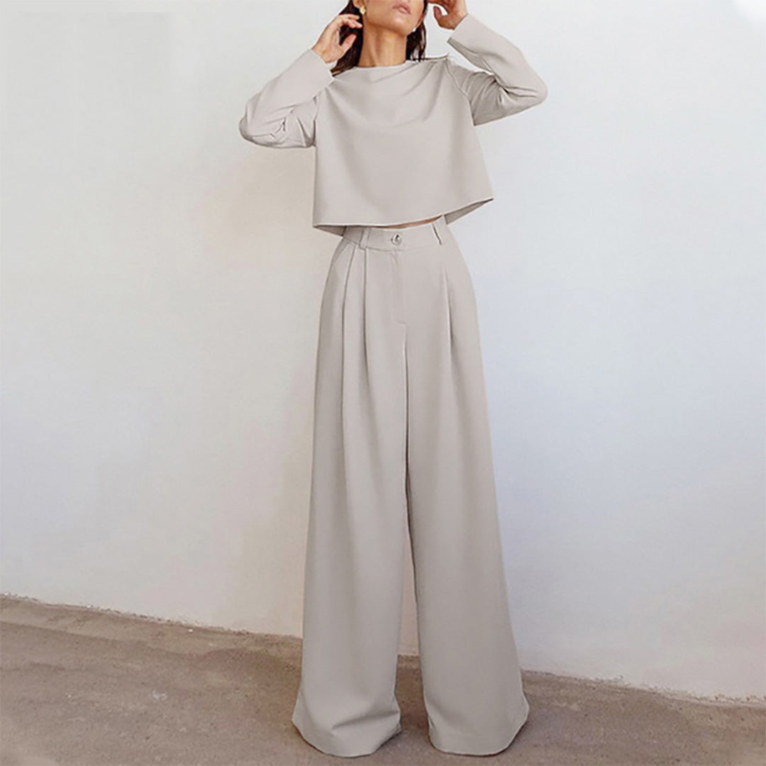 Anja Long-Sleeve Crop Top Trouser Set