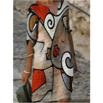 Anja Long Sleeve Abstract Print Shift Dress